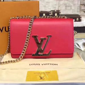 Replica Louis Vuitton M41279 LV Chain Louise MM Bags Smooth Calfskin Leather Red