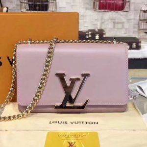 Replica Louis Vuitton M41279 LV Chain Louise MM Bags Smooth Calfskin Leather Pink