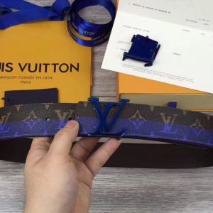 Replica Louis Vuitton MP033S LV Initiales 40MM Double Monogram Canvas Blue Belts