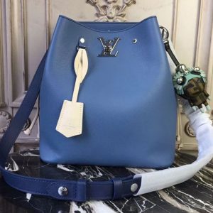 Replica Louis Vuitton M51413 Lockme Bucket Bags Soft Calfskin Blue