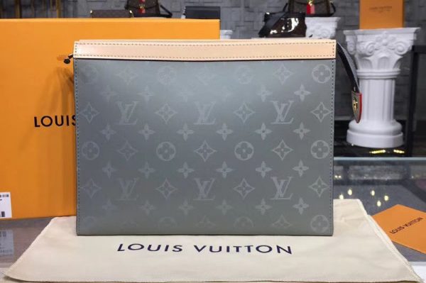 Replica Louis Vuitton M61692 LV Monogram Titanium Canvas Pochette Voyage MM