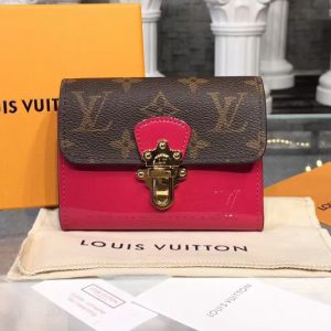 Replica Louis Vuitton M61911 LV Cherrywood Compact Wallet Patent Leather Rosy