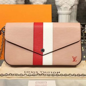 Replica Louis Vuitton M62982 LV Pochette Felicie Epi Leather Bags Pink