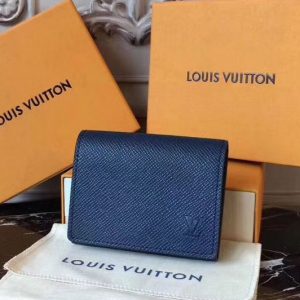 Replica Louis Vuitton M64022 Enveloppe Carte de Visite Taiga leather Wallets Blue