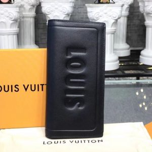 Replica Louis Vuitton M66540 LV Dark infinity Leather Brazza Wallet