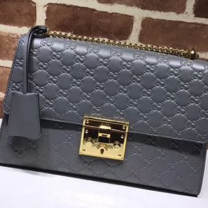 Replica Gucci 409486 Padlock Gucci Signature Shoulder Bag Grey