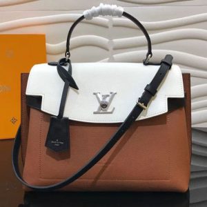 Replica Louis Vuitton M52360 LV Lockme Ever Lockme Soft calfskin Bags Caramel Creme Noir