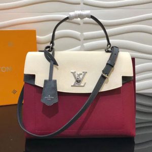 Replica Louis Vuitton M52431 LV Lockme Ever Lockme Soft calfskin Bags Lie De Vin Etain Creme