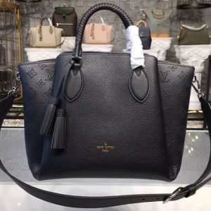 Replica Louis Vuitton M55031 LV Mahina Leather Haumea Bags Black