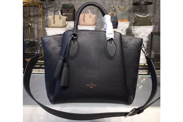 Replica Louis Vuitton M55031 LV Mahina Leather Haumea Bags Black