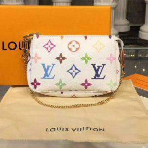 Replica Louis Vuitton M58009 LV Monogram Multicolore Mini Pochette Accessoires White