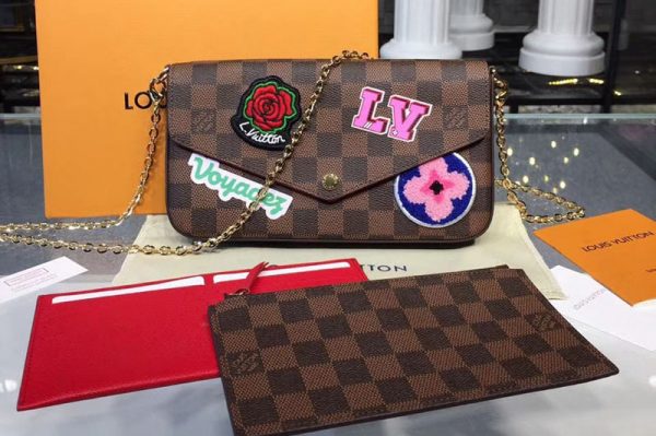 Replica Louis Vuitton N60129 LV Damier Ebene Canvas Pochette Felicie Bags