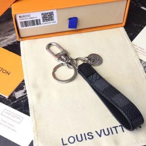 Replica Louis Vuitton M61950 LV Damier Graphite Canvas Dragonne Bag Charm and Key Holder