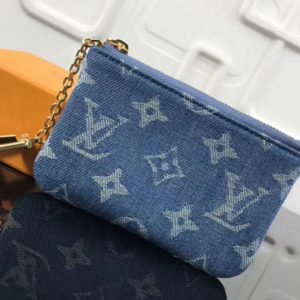 Replica Louis Vuitton M62650 LV Monogram Denim Key Pouch Blue