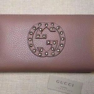 Replica Gucci 308004 Soho Original Leather Zip Around Wallets Pink Diamond Logo