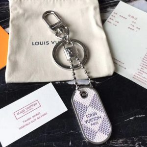 Replica Louis Vuitton M63618 LV Tab Bag Charm and Key Holder Damier Azur Canvas