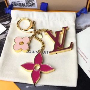 Replica Louis Vuitton M67119 LV Fleur De Monogram Bag Charm Gold Hardware Red