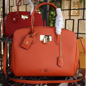 Replica Louis Vuitton M51445 LV Veau Nuage Leather Milla MM Bags Orange