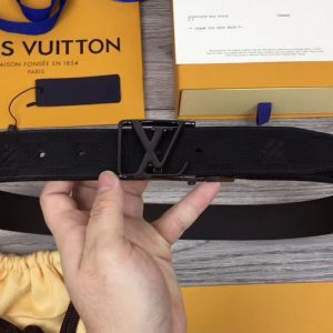 Replica Louis Vuitton M0029Q LV City 35mm Reversible Belt Damier Infini Leather Black Buckle