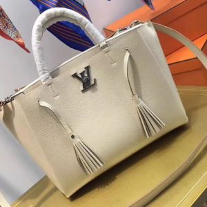 Replica Louis Vuitton M54265 LV lockmeto Lockme Soft calf leather Tote Bags Creme