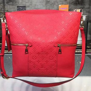 Replica Louis Vuitton M44012 Melie Monogram Empreinte Leather Hobo Bags Red