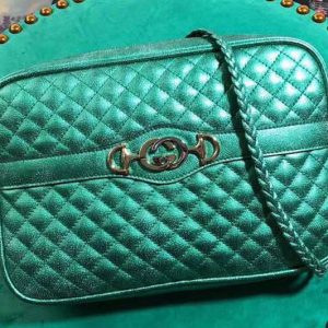 Replica Gucci 541061 Laminated Leather Small Shoulder Bag Green