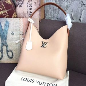 Replica Louis Vuitton M44330 LV Lockme Hobo Bags Soft calfskin Leather Beige