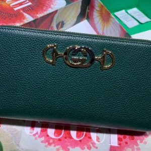 Replica Gucci 570661 Zumi zip around wallet Green Leather