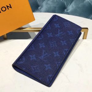 Replica Louis Vuitton M30297 LV Brazza Wallet Monogram Canvas and Taiga Leather Blue