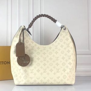 Replica Louis Vuitton M52950 LV Carmel hobo bag Mahina Leather White