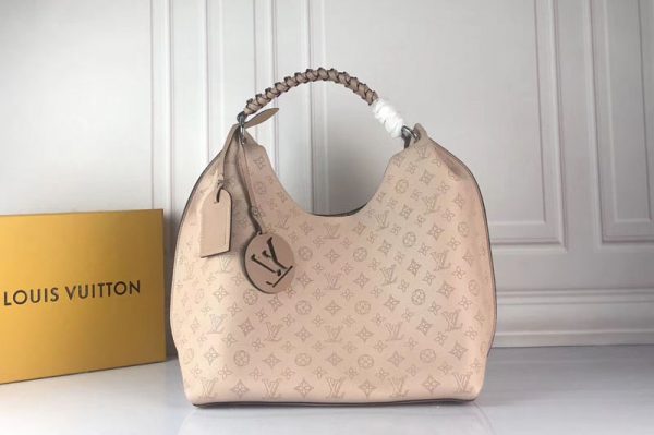 Replica Louis Vuitton M53188 LV Carmel hobo bag Mahina Leather Creme