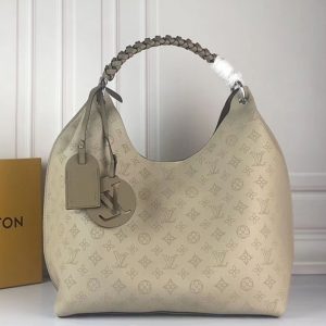 Replica Louis Vuitton M52950 LV Carmel hobo bag Mahina Leather Grey