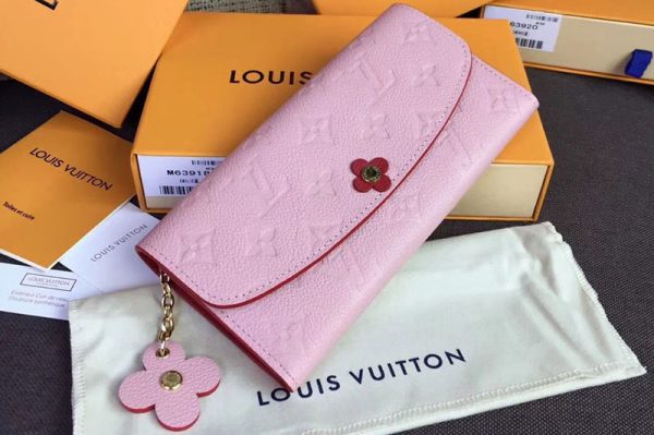 Replica Louis Vuitton M64162 LV Emilie Wallet Monogram Empreinte Leather Rose Poudre