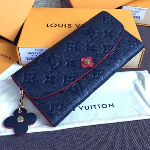 Replica Louis Vuitton M63918 LV Emilie Wallet Monogram Empreinte Leather Marine Rouge