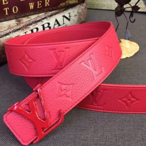 Replica Louis Vuitton MP238Q LV Shape 40mm Belt Taurillon Leather Red