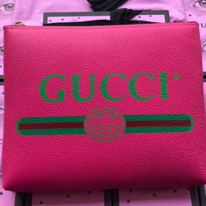 Replica Gucci 500981 Print leather medium portfolio Pink Leather