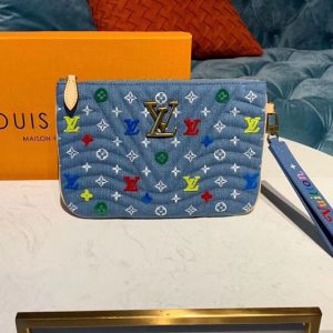 Replica Louis Vuitton M67531 LV New Wave Pochette Zip Bags Blue Monogram Denim