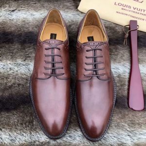 Replica Louis Vuitton LV City Derby Shoes Brown Calf Leather