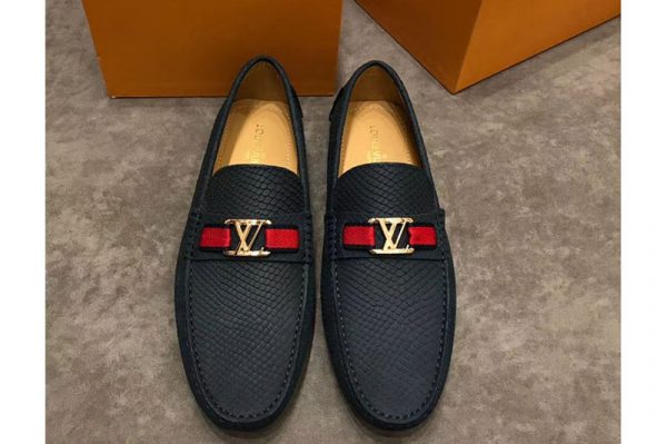 Replica Louis Vuitton LV Hockenheim Loafer And Shoes Navy Blue Calf Leather