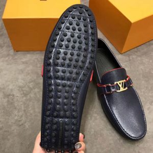 Replica Louis Vuitton LV Hockenheim Loafer And Shoes Blue Calf Leather Red Stitch