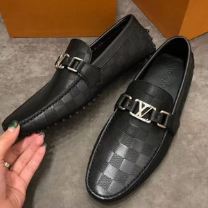 Replica Louis Vuitton LV Hockenheim Loafer And Shoes Black Damier Embossed Calf leather