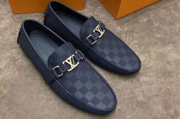 Replica Louis Vuitton LV Hockenheim Loafer And Shoes Damier Embossed Calf leather Blue