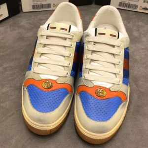 Replica Gucci ‎546163 Screener leather sneaker blue and white leather