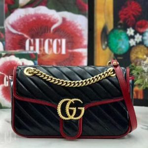 Replica Gucci 443497 GG Marmont small shoulder bags Black leather