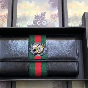 Replica Gucci 573789 Rajah continental wallet Black Leather