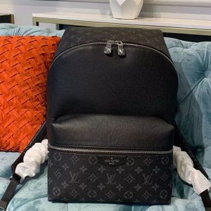 Replica Louis Vuitton M30230 Discovery Backpack PM Bags Black Monogram canvas and Taiga leather