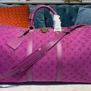 Replica Louis Vuitton M44644 LV Keepall Bandouliere 50 Bags Purple Monogram Denim