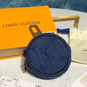 Replica Louis Vuitton M68290 LV Navy Blue Monogram Denim Bag Charm Key Holder