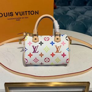 Replica Louis Vuitton M92645 LV Nano Speedy Bags White Monogram Multicolor