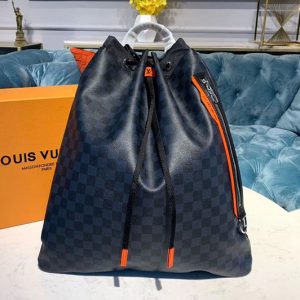 Replica Louis Vuitton N40170 LV Drawstring Backpack Bags Damier Graphite Canvas